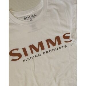 SIMMS Logo - Men's White Fishing Tshirt -‎ Medium - NWoT - NEW